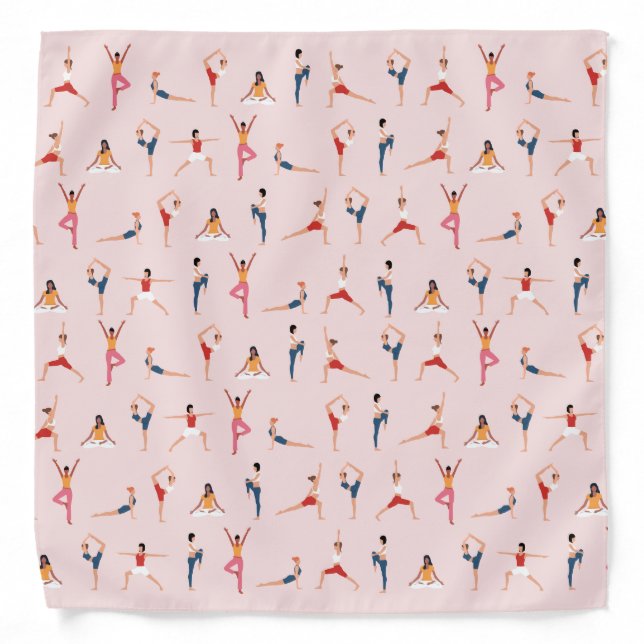 Yoga Poses Fun & Cute Pink  Bandana (Front)