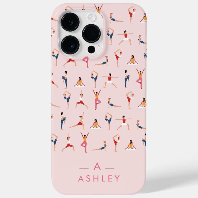 Yoga Poses Fun & Cute Pink Personalized  Case-Mate iPhone Case (Back)