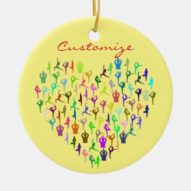 Yoga Poses Heart Thunder_Cove Ceramic Ornament (Front)