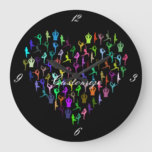 Yoga Poses Heart Thunder_Cove Large Clock (Front)