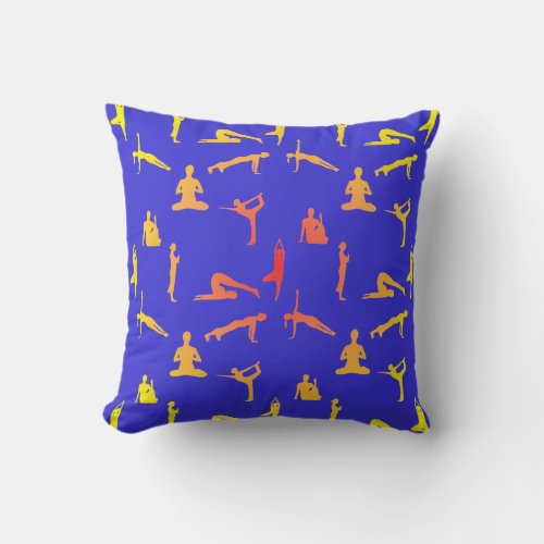 Yoga Poses In Gradient Colors Throw Pillow