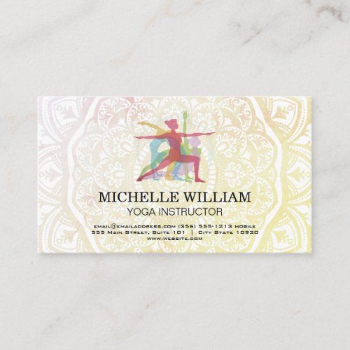 Yoga Poses Mandala Pattern Business Card