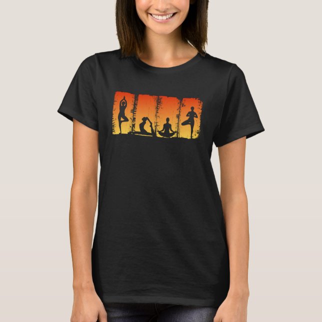 Yoga Poses Meditation Awareness Retro Zen Fitness  T-Shirt (Front)