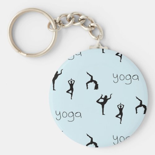 yoga poses on blue keychain