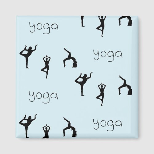 yoga poses on blue magnet