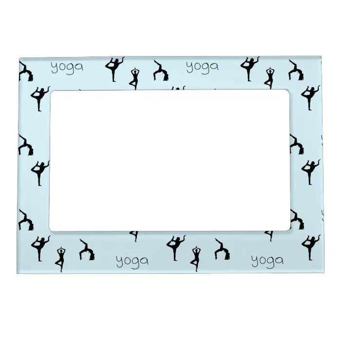 Yoga Poses On Blue Magnetic Frame Zazzle Com