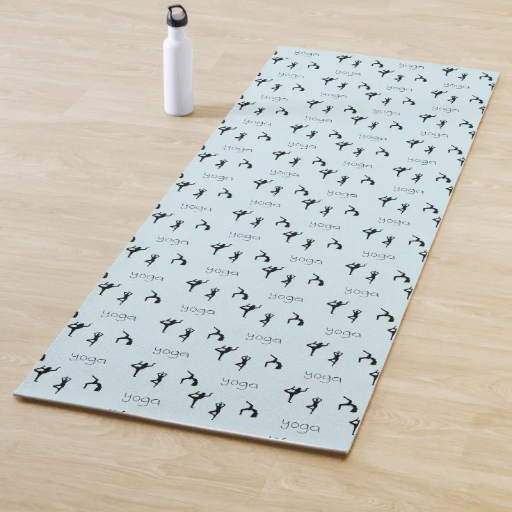 Yoga poses on pale blue yoga mat Zazzle