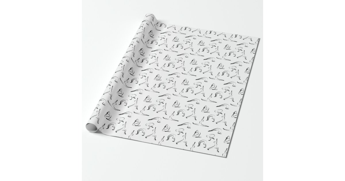 Yoga poses pattern wrapping paper Zazzle