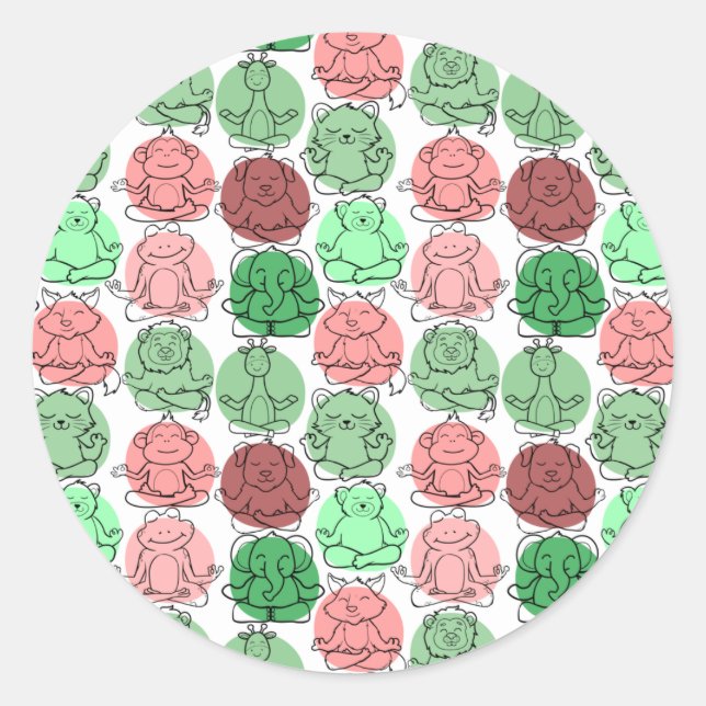 Yoga poses pattern | Yoga seamless pattern 18 Classic Round Sticker (Front)