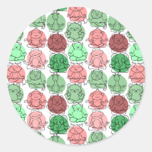 Yoga poses pattern Yoga seamless pattern 18 Classic Round Sticker
