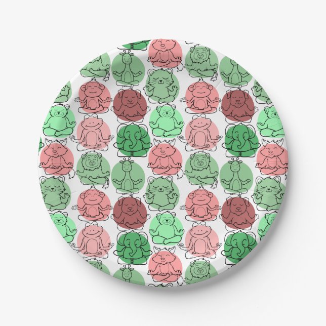 Yoga poses pattern | Yoga seamless pattern 18 Paper Plates (Front)