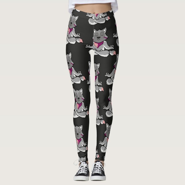 Yoga poses pattern | Yoga seamless pattern 19 Leggings (Front)