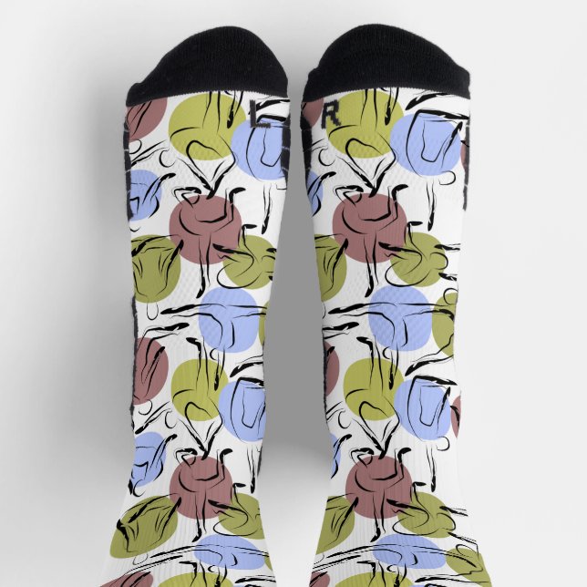 Yoga poses pattern | Yoga seamless pattern 25 Show Socks (Top)
