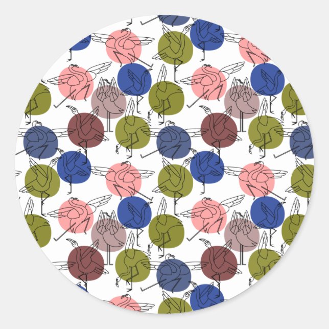 Yoga poses pattern | Yoga seamless pattern 34 Classic Round Sticker (Front)