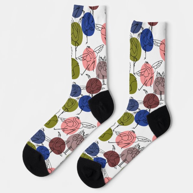 Yoga poses pattern | Yoga seamless pattern 34 Flip Socks (Left)