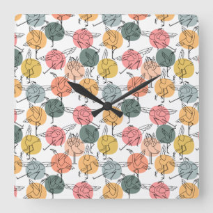 Yoga poses pattern Yoga seamless pattern 37 Square Wall Clock