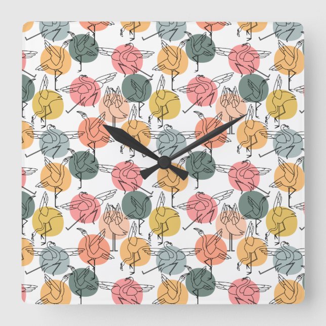 Yoga poses pattern | Yoga seamless pattern 37 Square Wall Clock (Front)