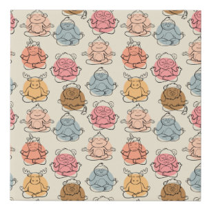 Yoga poses pattern   Yoga seamless pattern 42 Faux Canvas Print