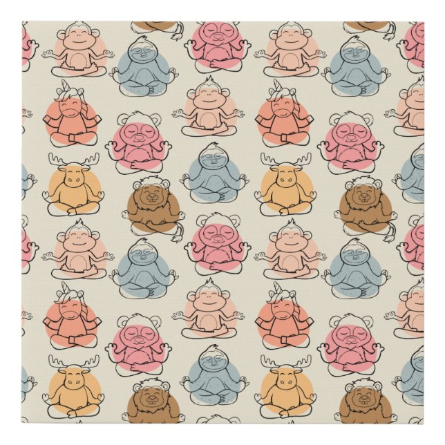 Yoga poses pattern | Yoga seamless pattern 42 Faux Canvas Print (Front)