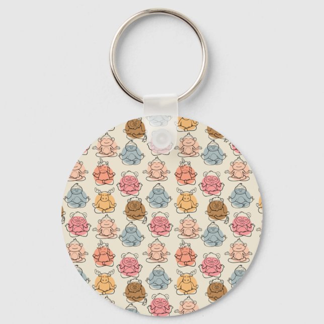Yoga poses pattern | Yoga seamless pattern 42 Keychain (Front)
