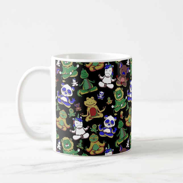Yoga poses pattern | Yoga seamless pattern 45 Coffee Mug (Left)
