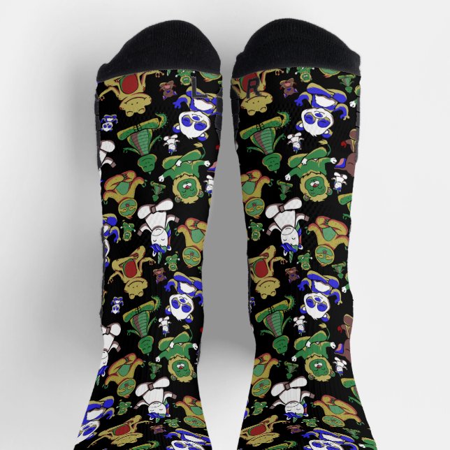 Yoga poses pattern | Yoga seamless pattern 45 Tape Socks (Top)