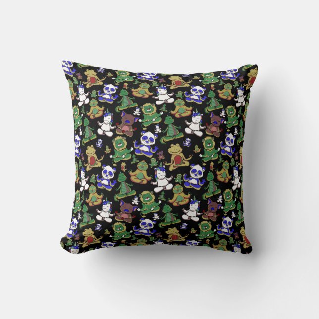 Yoga poses pattern | Yoga seamless pattern 45 Throw Pillow (Front)
