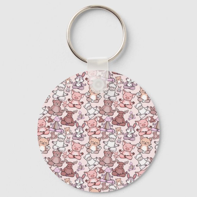 Yoga poses pattern | Yoga seamless pattern 48 Keychain (Front)