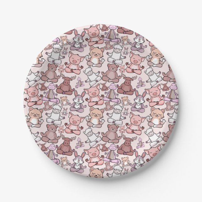 Yoga poses pattern | Yoga seamless pattern 48 Paper Plates (Front)