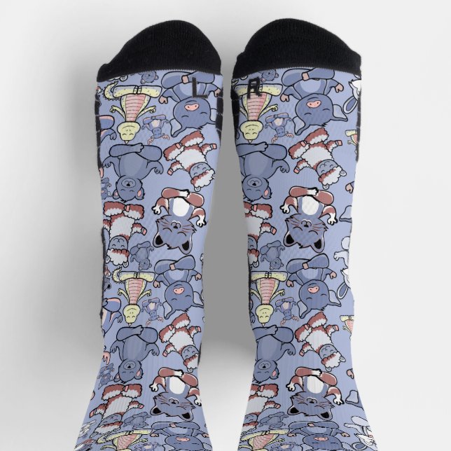 Yoga poses pattern | Yoga seamless pattern 49 Faux Socks (Top)