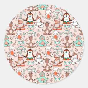 Yoga poses pattern Yoga seamless pattern 51 Classic Round Sticker