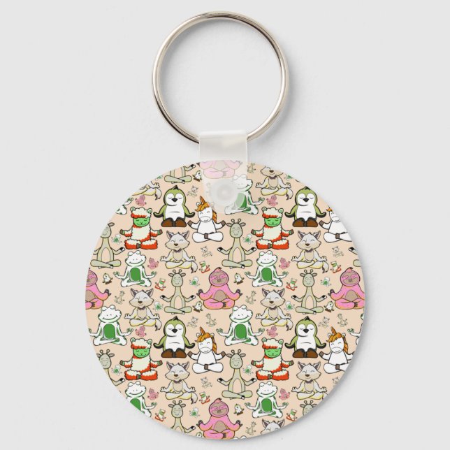 Yoga poses pattern | Yoga seamless pattern 52 Keychain (Front)