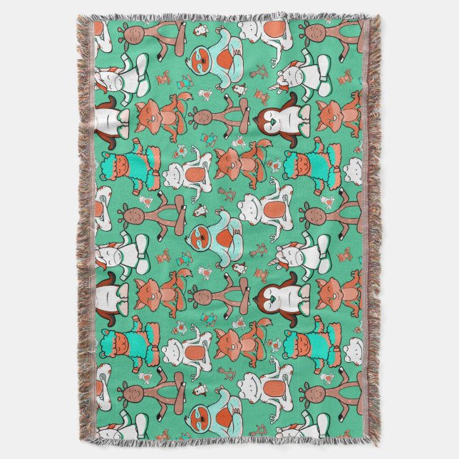 Yoga poses pattern | Yoga seamless pattern 53 Throw Blanket (Front Vertical)