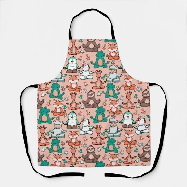 Yoga poses pattern | Yoga seamless pattern 54 Apron (Front)