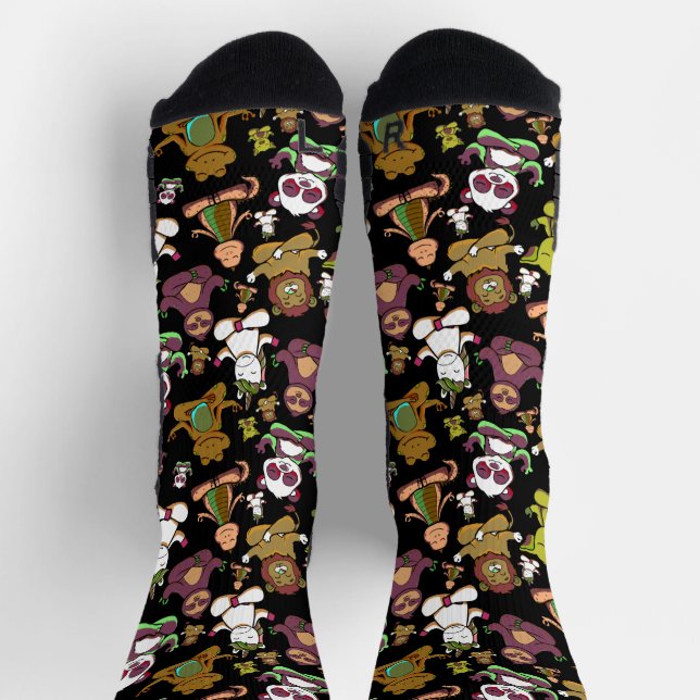 Yoga poses pattern | Yoga seamless pattern 57 Post Socks (Top)