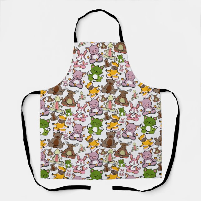 Yoga poses pattern | Yoga seamless pattern 58 Apron (Front)