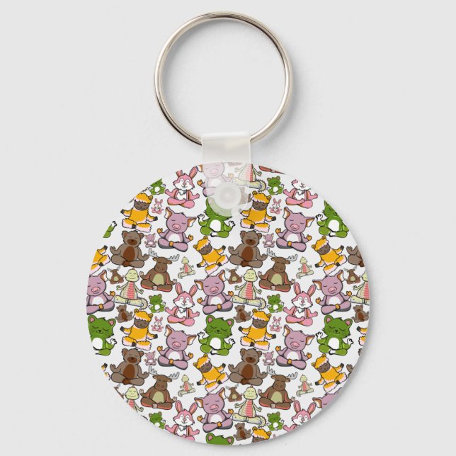 Yoga poses pattern | Yoga seamless pattern 58 Keychain (Front)