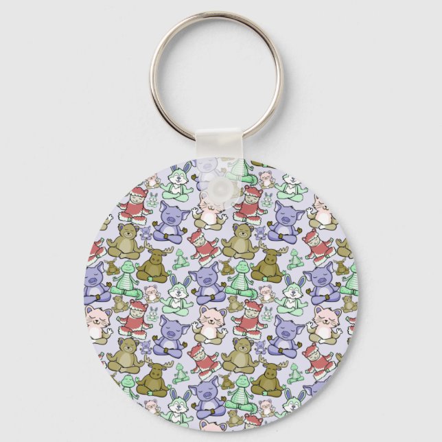 Yoga poses pattern | Yoga seamless pattern 60 Keychain (Front)