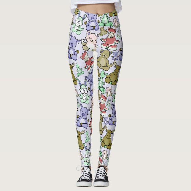 Yoga poses pattern | Yoga seamless pattern 60 Leggings (Front)
