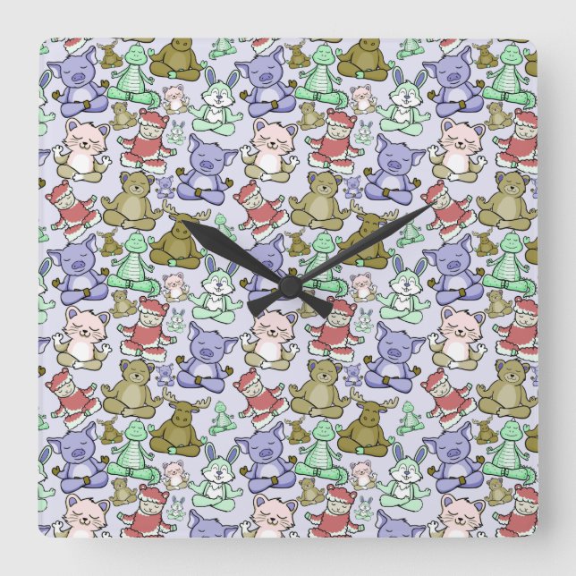 Yoga poses pattern | Yoga seamless pattern 60 Square Wall Clock (Front)