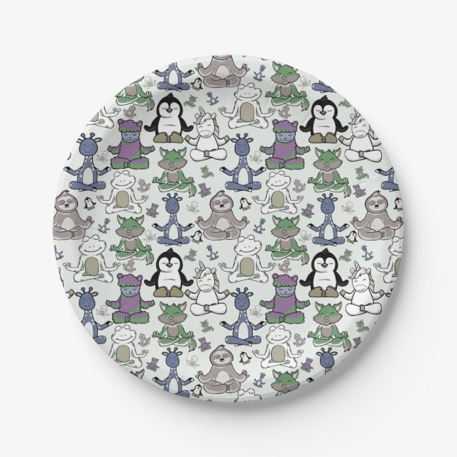 Yoga poses pattern | Yoga seamless pattern 66 Paper Plates (Front)