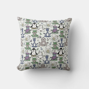 Yoga poses pattern Yoga seamless pattern 66 Throw Pillow