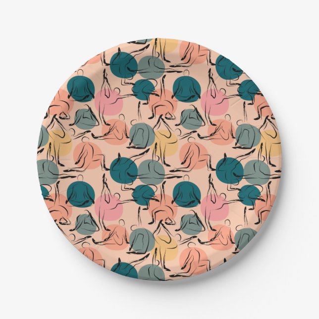 Yoga poses pattern | Yoga seamless pattern 6 Paper Plates (Front)