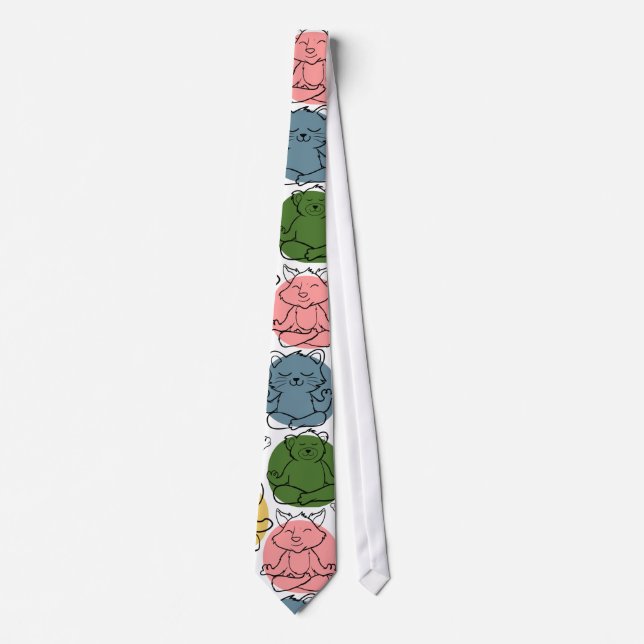 Yoga poses pattern | Yoga seamless pattern 9 Neck Tie (Front)