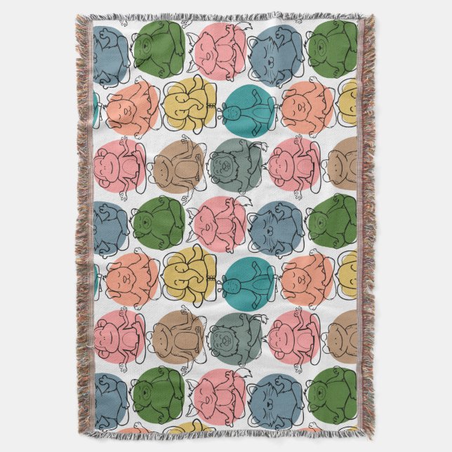 Yoga poses pattern | Yoga seamless pattern 9 Throw Blanket (Front Vertical)