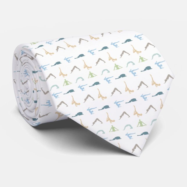 Yoga poses silhouette mindfulness meditation neck tie (Rolled)