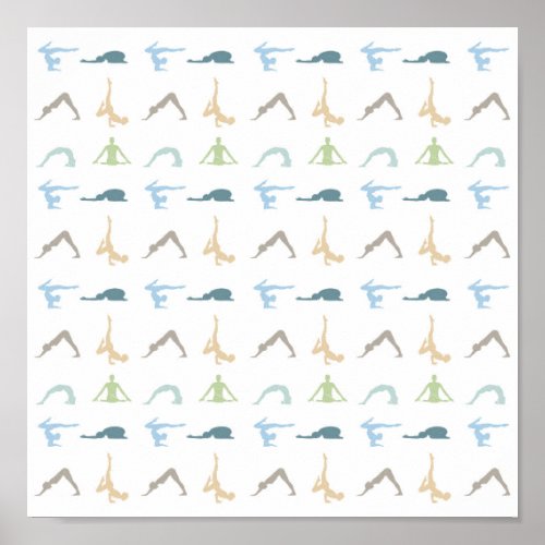 Yoga poses silhouette mindfulness meditation poster