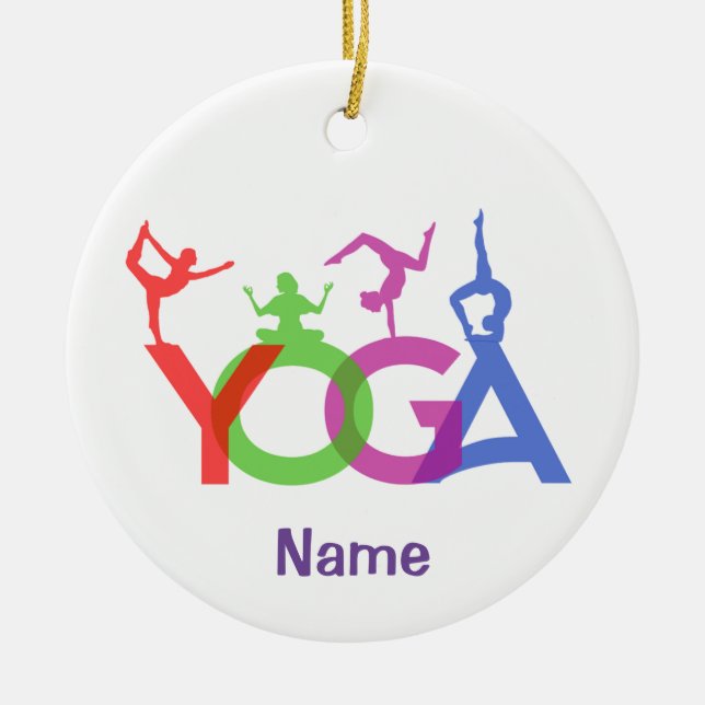 Yoga Poses Silhouettes Thunder_Cove Ceramic Ornament (Front)