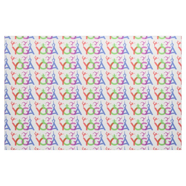 Yoga Poses Silhouettes Thunder_Cove  Fabric (Fat Quarter)