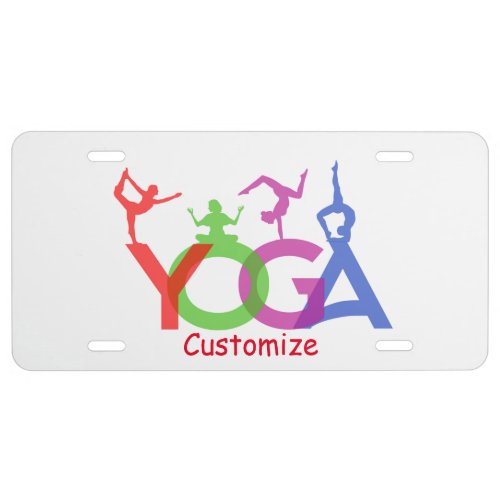 Yoga Poses Silhouettes Thunder_Cove License Plate